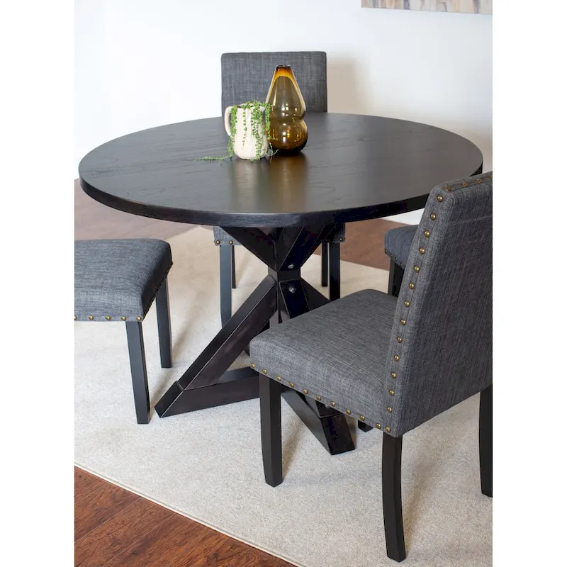 Roundhill Furniture Mytzi 5-Piece Dining Set: Cross-Buck Table with 4 Elegant Chairs