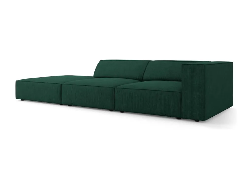 Banakdecoracion - Sofá izquierdo Banakdecoracion 4 plazas de tejido chenilla con efecto acanalado verde botella - 262x102x70cm FQFP32596