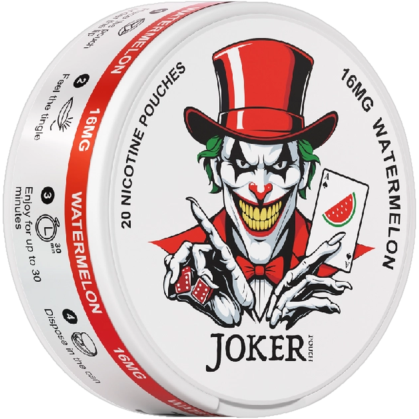 Joker Watermelon 16mg nicotine pouches (side)