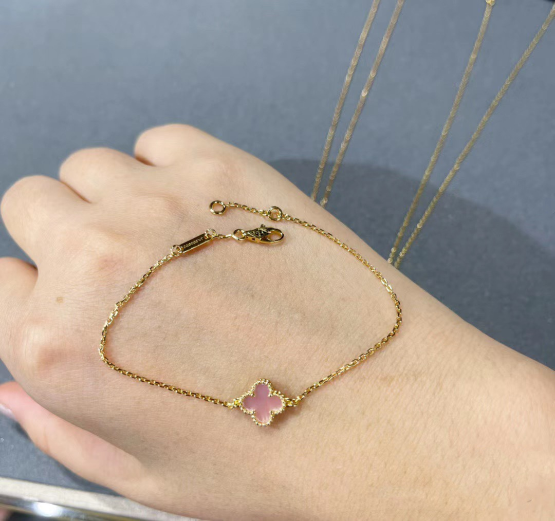 VCA Pink Clover Sweet Alhambra Pendant Necklace Earrings Bracelet - Original Replica Club