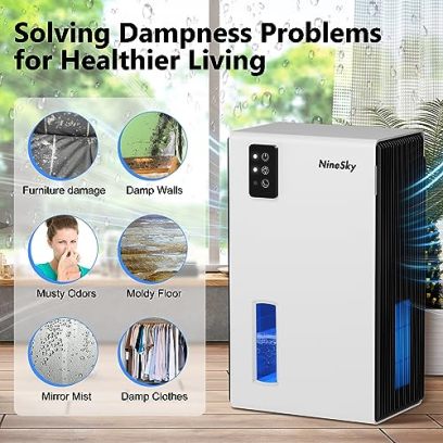 NineSky Dehumidifier for Home, 85 OZ Water Tank, (800 sq.ft) Dehumidifiers for Bathroom