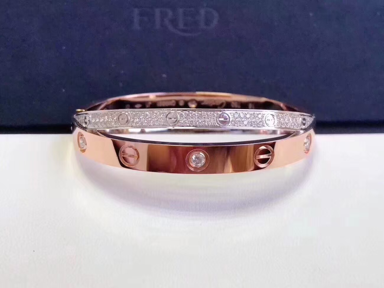 Cartier Cross Mixed Metal Color LOVE Bracelet Bangle - Original Replica Club