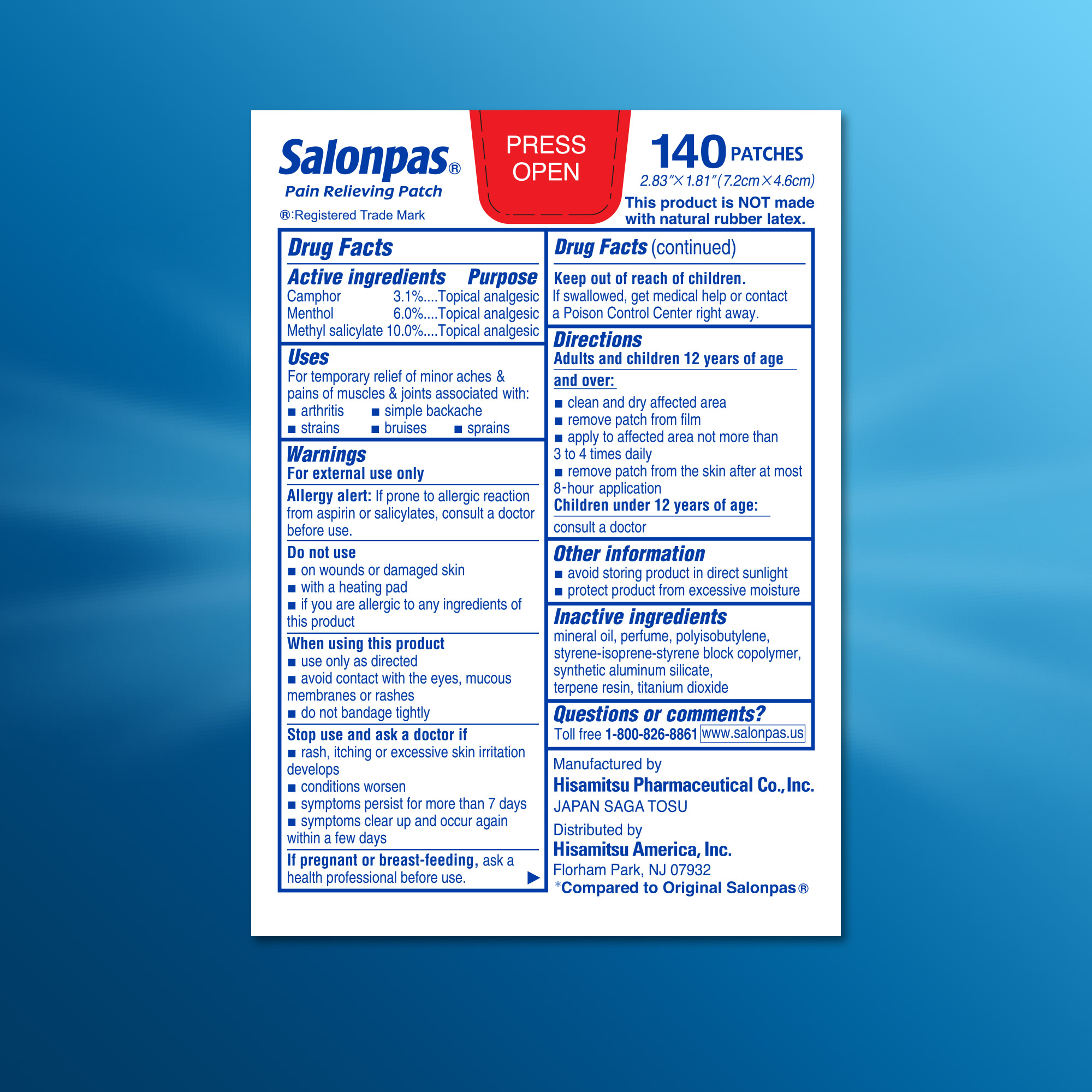 Salonpas Pain Relieving Patch, 140 Patches - Image 3