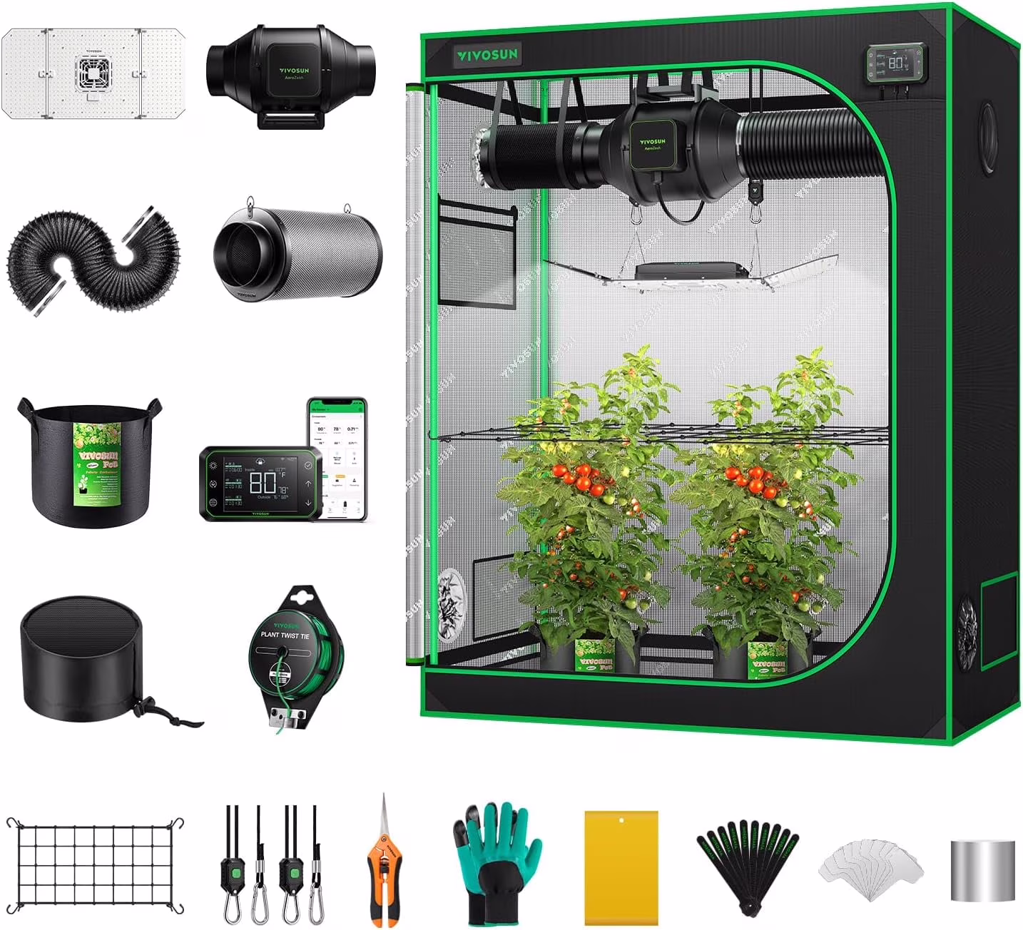 VIVOSUN GIY Smart Grow Tent System 2x2, WiFi-Integrated Grow Tent Kit, with Automate Ventilation and Circulation, Schedule Full Spectrum 100W LED Grow Light, and GrowHub E42A Controller - Image 5