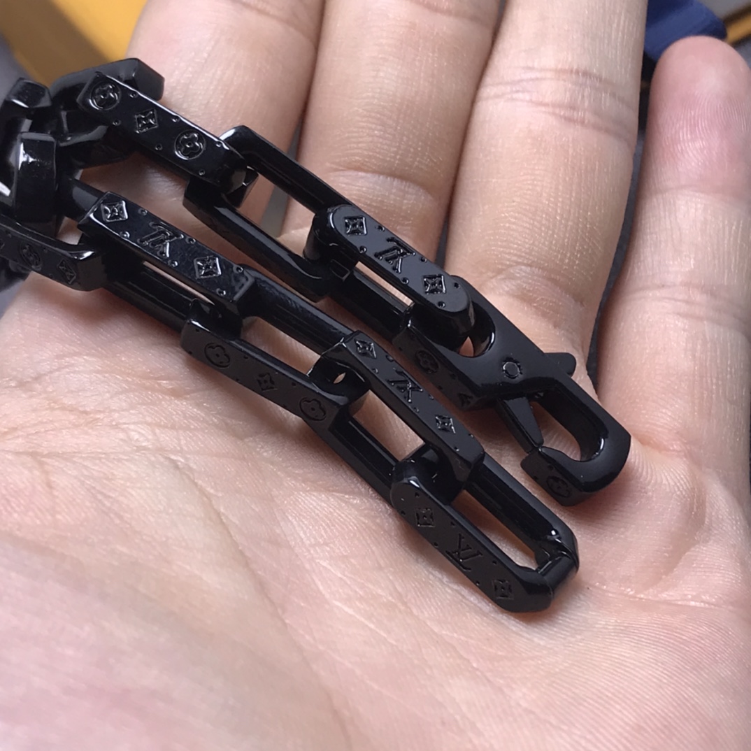 Louis Vuitton Full Black Monogram Bracelet Mens - Original Replica Club