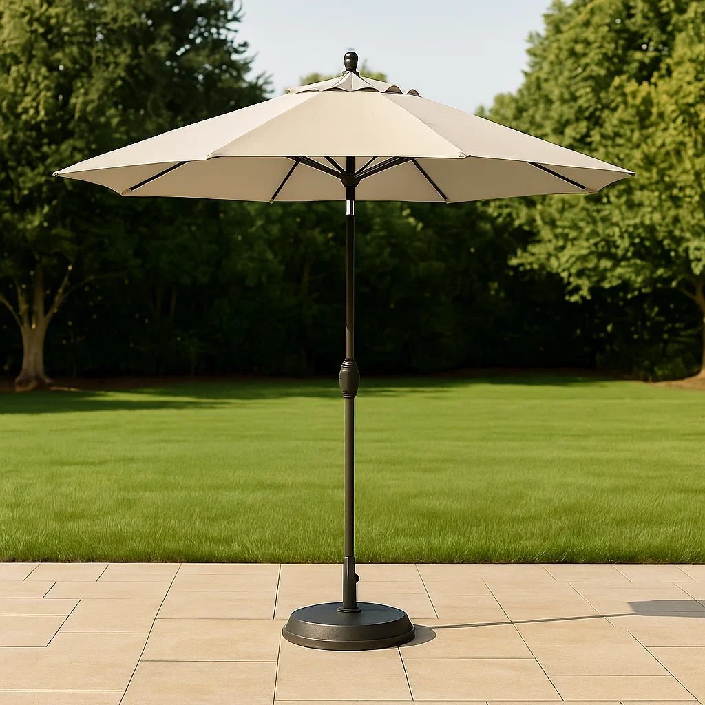 Sombrilla de terraza,beige,metal y lona,para exterior,275x275x256 cm