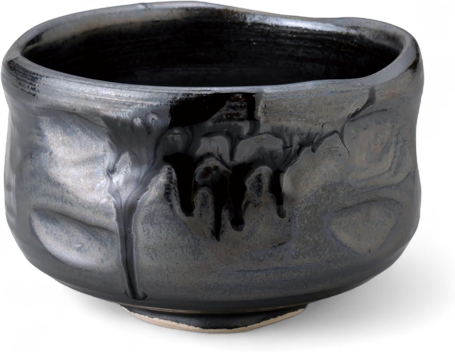 Ceramic Matcha Tea Bowl Authentic Japanese Tea Ceremony Pottery, Mino Ware Made in Japan, Yukishino Snow