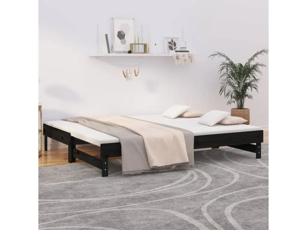 Sofá cama extraíble Decopractico maciza de Decopractico negro 2x(90x200) cm 49011KIXP