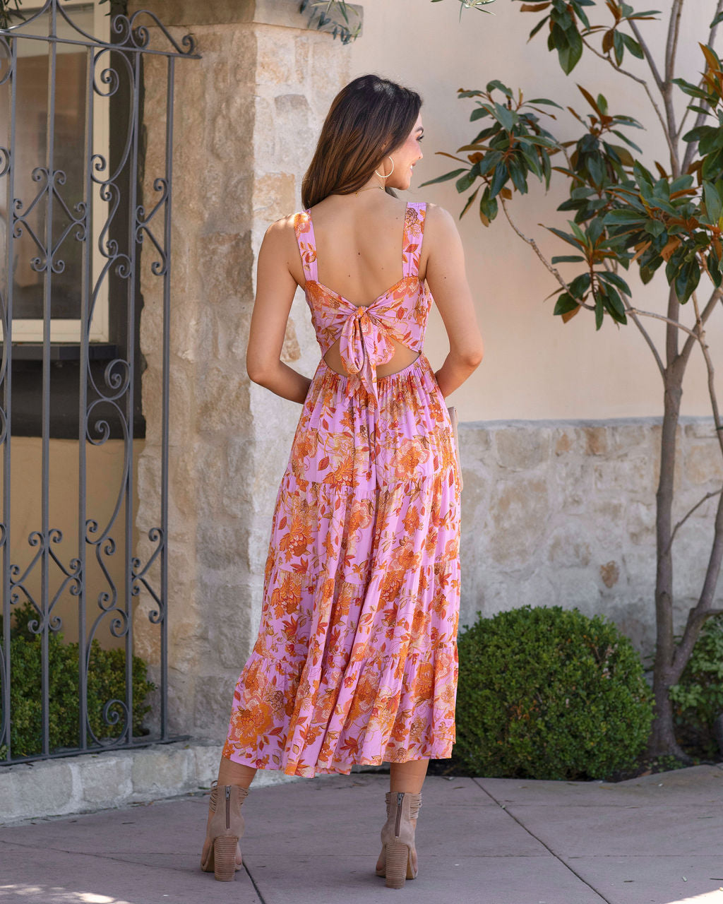 Calinda Floral Cutout Midi Dress - FINAL SALE - Se7enfashion