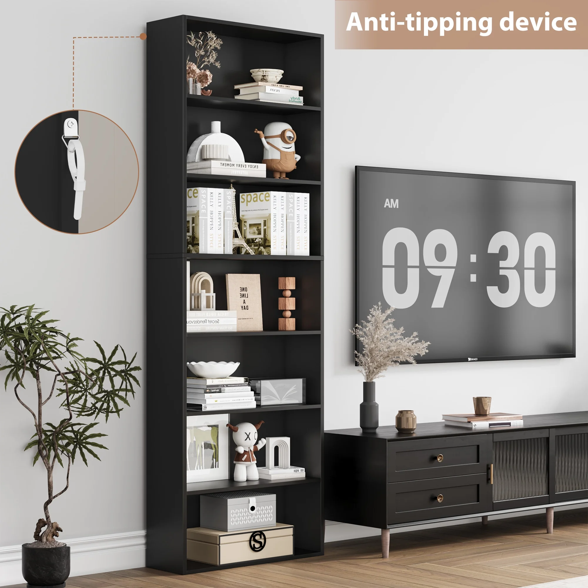Homfa 82" Tall Bookcases, Freestanding Display Storage Shelves, 7-Tier Open Bookshelf for Home Office Living Room Bedroom, White - Image 23