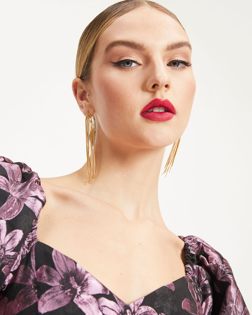 Finer Things In Life Floral Puff Sleeve Mini Dress - Purple - Se7enfashion