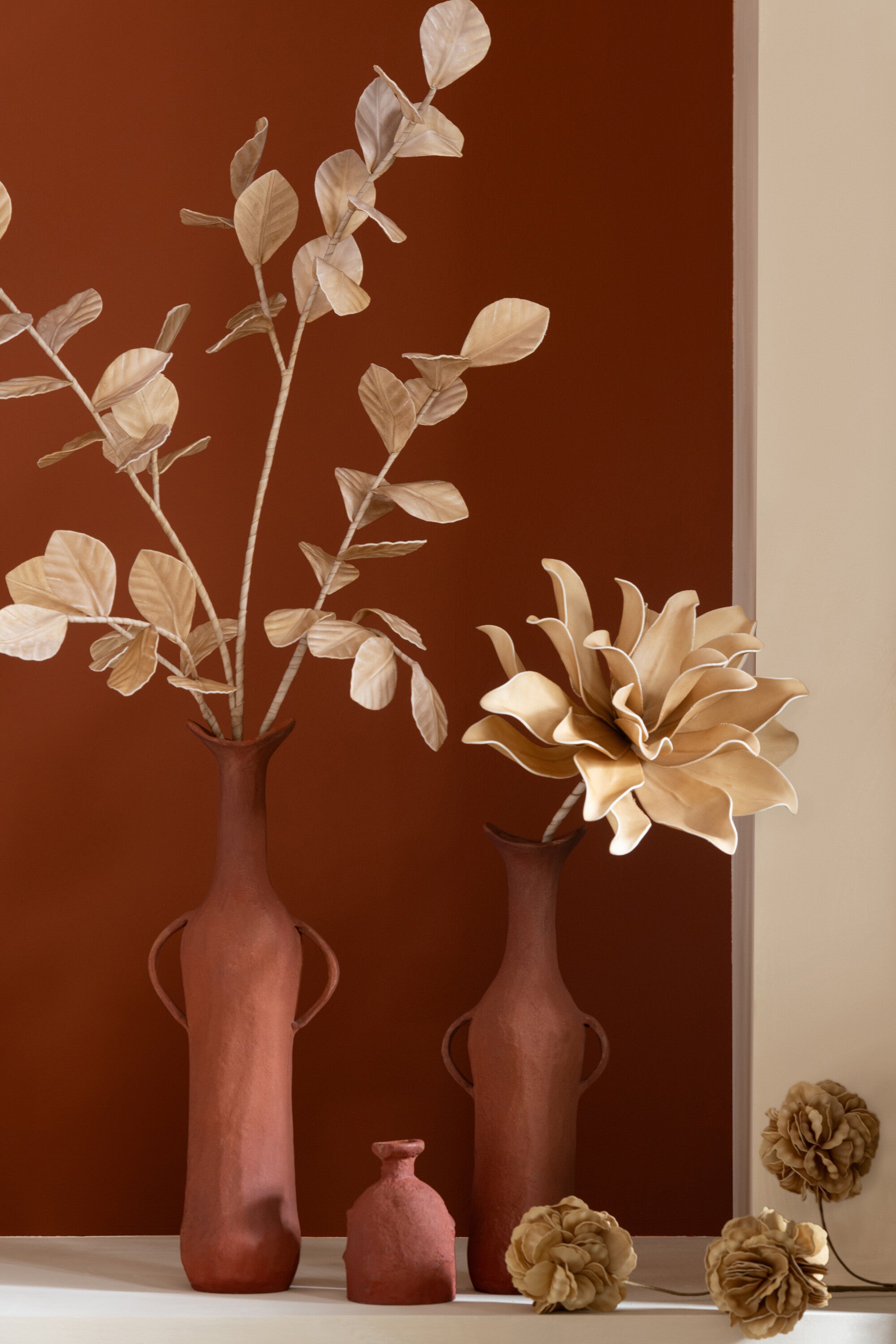 J-Line decoratie tak Bladeren Eva - kunststof - geel