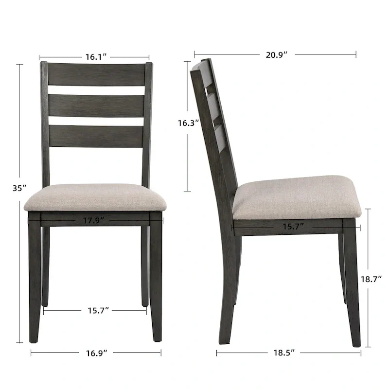 Set of 4 Slat Back Wooden Dining Chairs