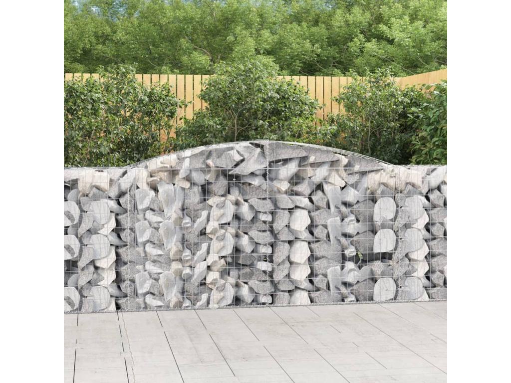 Cestas de gaviones arqueadas 9 piezas 400x50x100/120 cm Hierro galvanizado