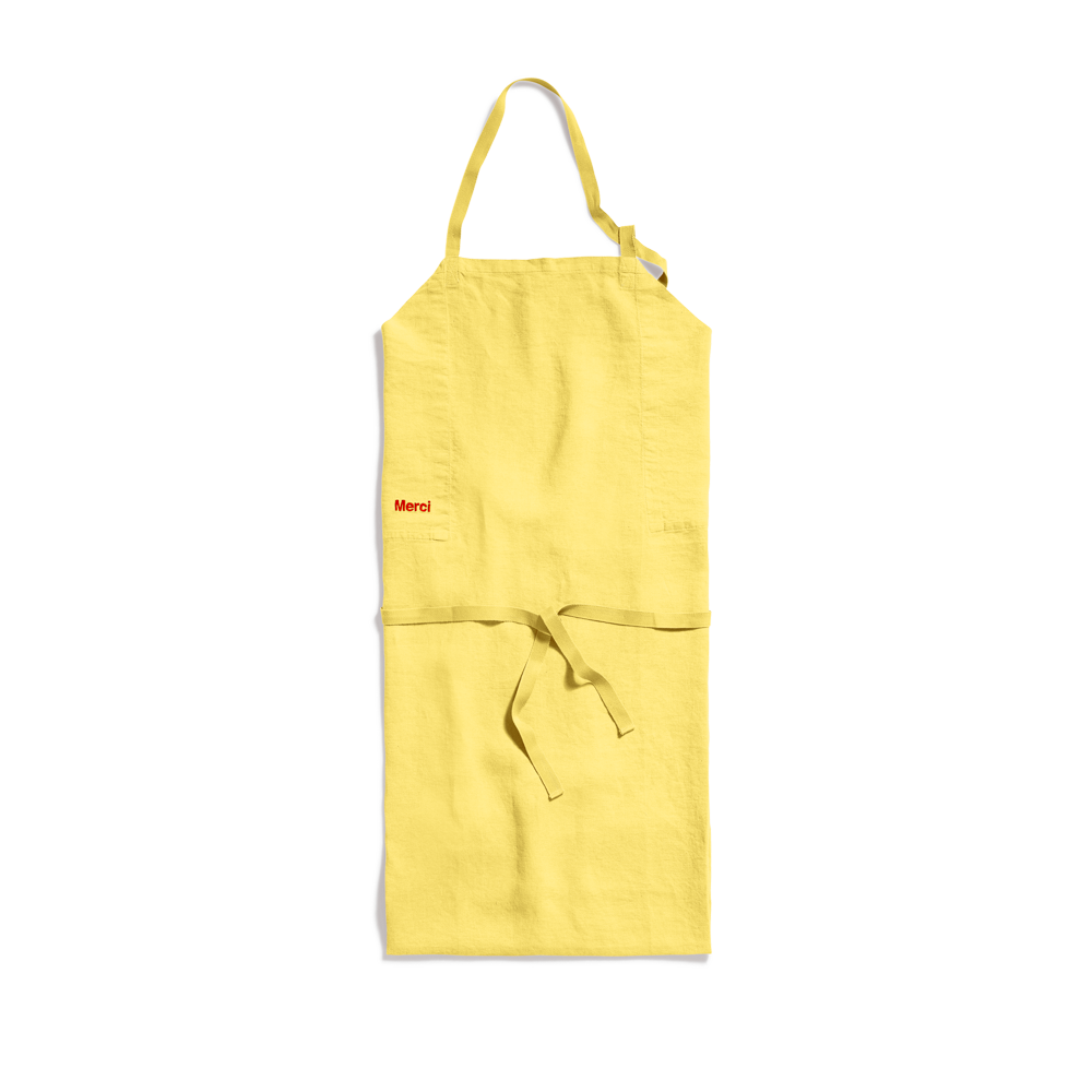 Tablier en lin lavé - Jaune Citronnade