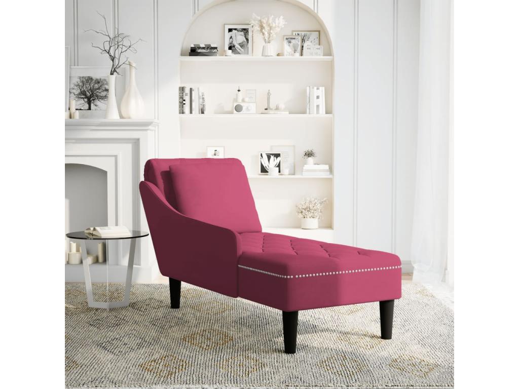 Sillón Luzssnh con cojín y reposabrazos derecho rojo burdeos