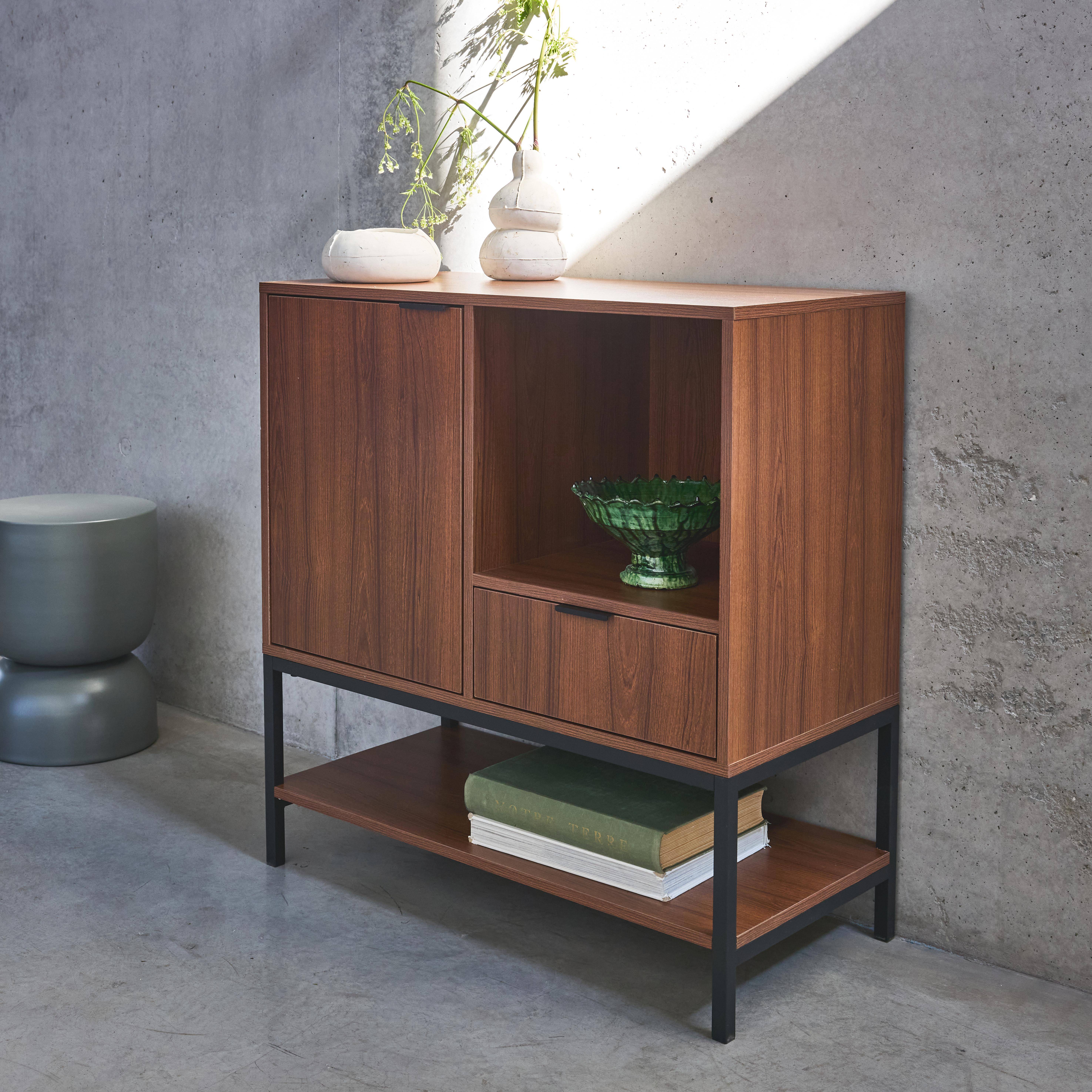 Walnut - Aparador de nogal con 1 puerta, 80cm