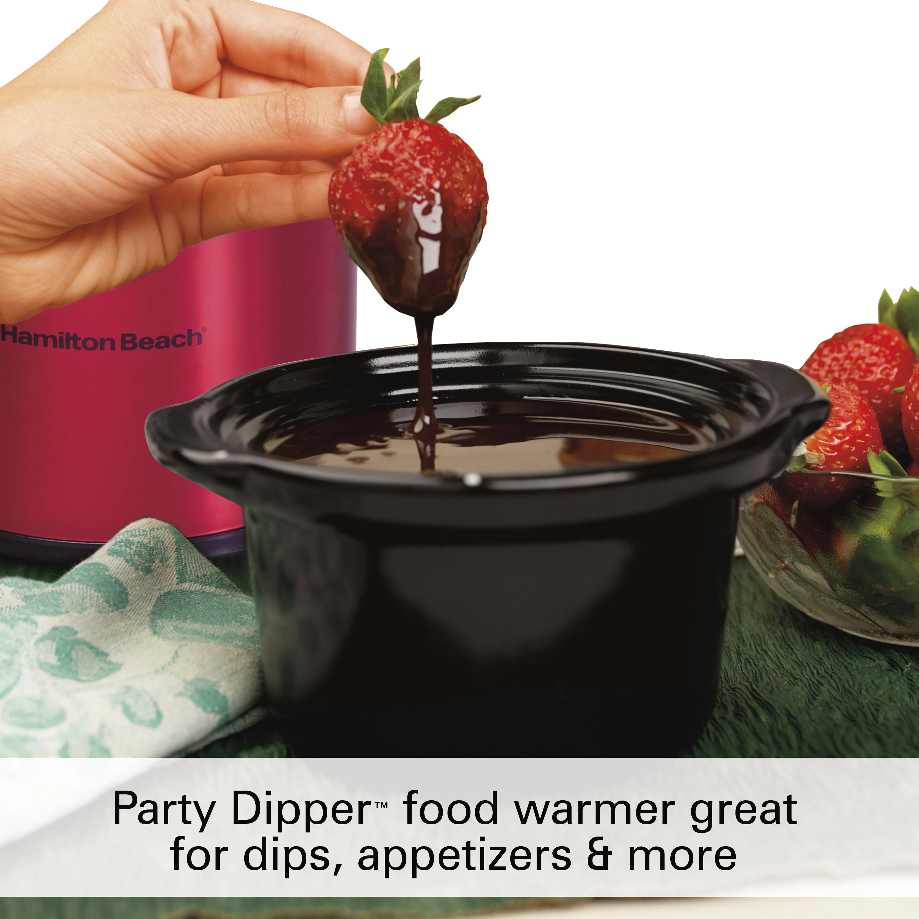 Hamilton Beach Stay or Go Programmable Slow Cooker with Party Dipper, 7 Quart Capacity, Removable Crock, Red, 33478