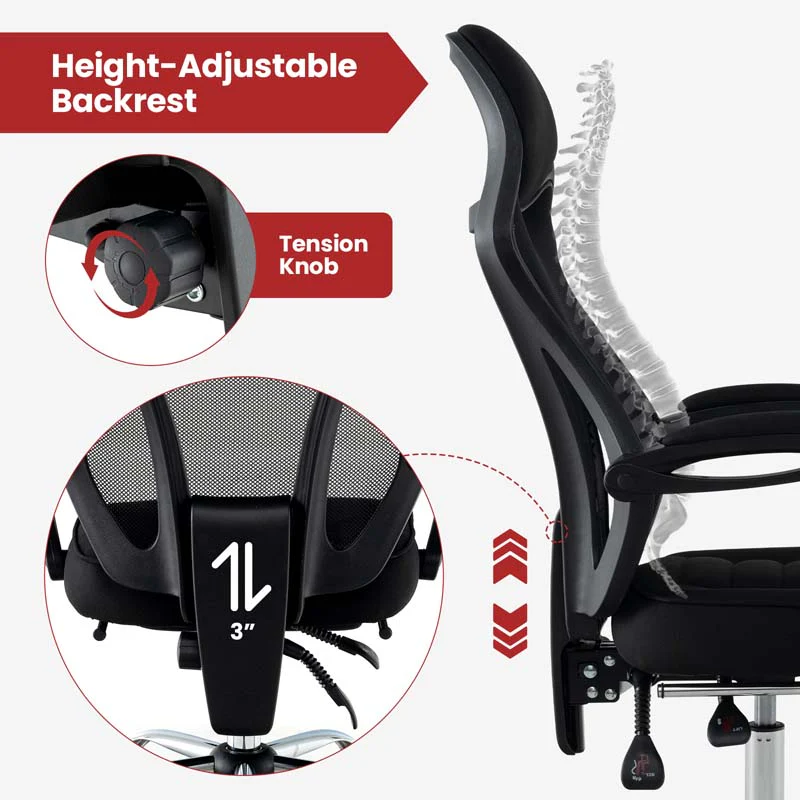 Eletriclife Ergonomic Mesh Office Chair with Footrest and Tilting Backrest