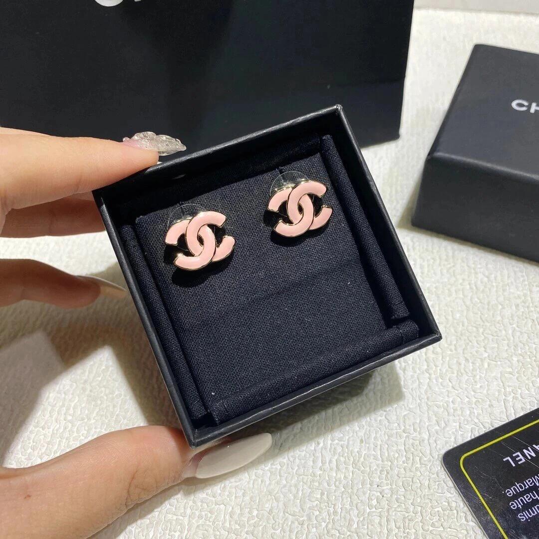 Chanel Pink Enamel CC Earrings - Original Replica Club