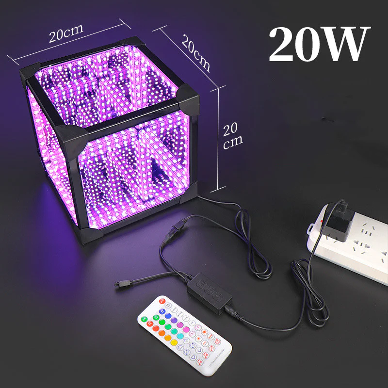 Thousand Mirrors 3D Lamp Magic Cube Gaming Room Decorative Ambient LED Lights(Black/USB)