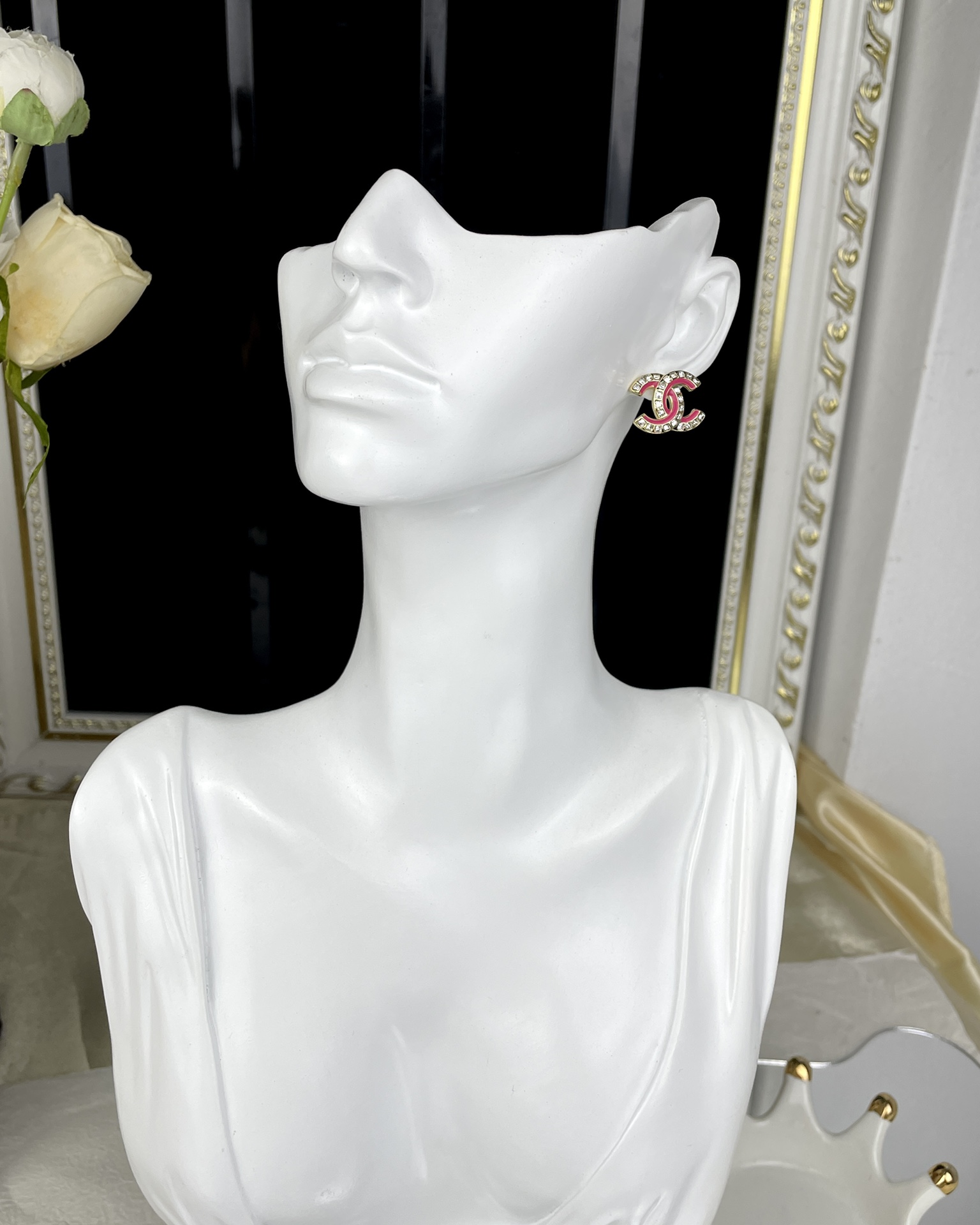 Pink Chanel Brooch Earrings - Original Replica Club