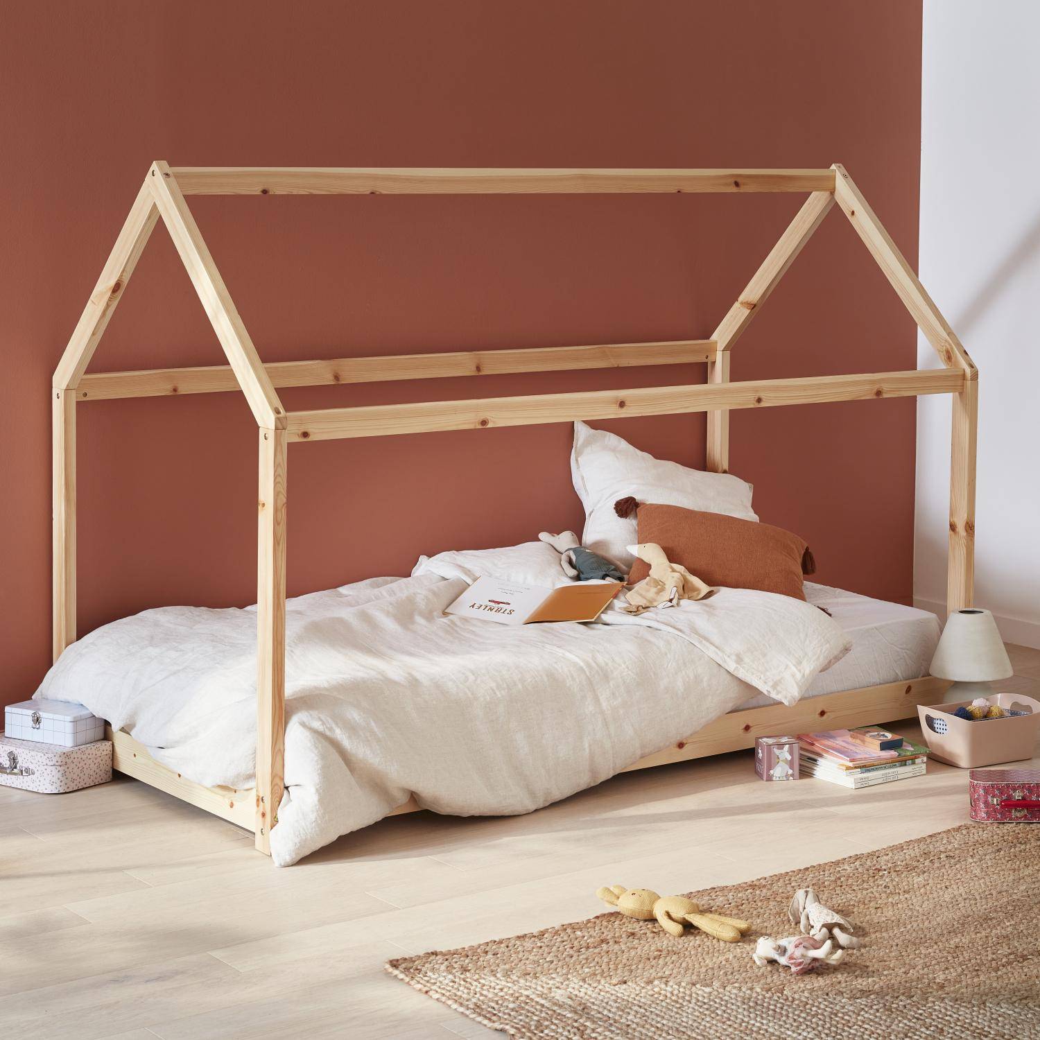 Tobias - Cama infantil de pino natural, 90x190cm