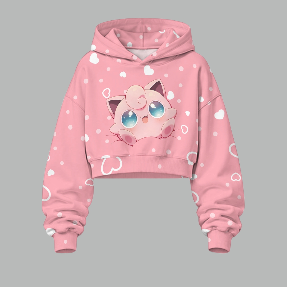 Pokémon Women's Cropped Long Sleeve Hoodie & High Waist Jogger Pants Two Piece Tracksuit Set 3051024 TeeThreads Sustain the Scene with Custom Apparel