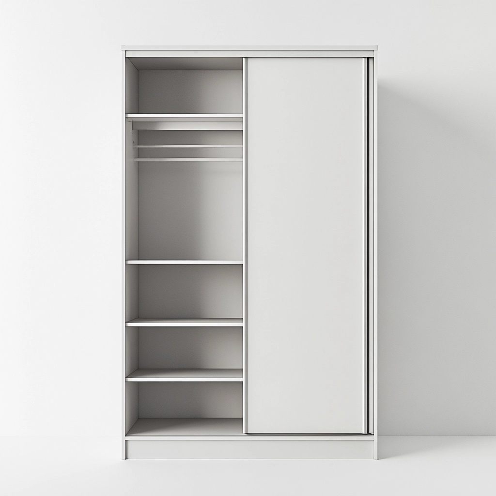 Armario de dormitorio con puertas corredizas blanco madera melamina almacenamiento espacioso 200x160x60 cm KH0979732