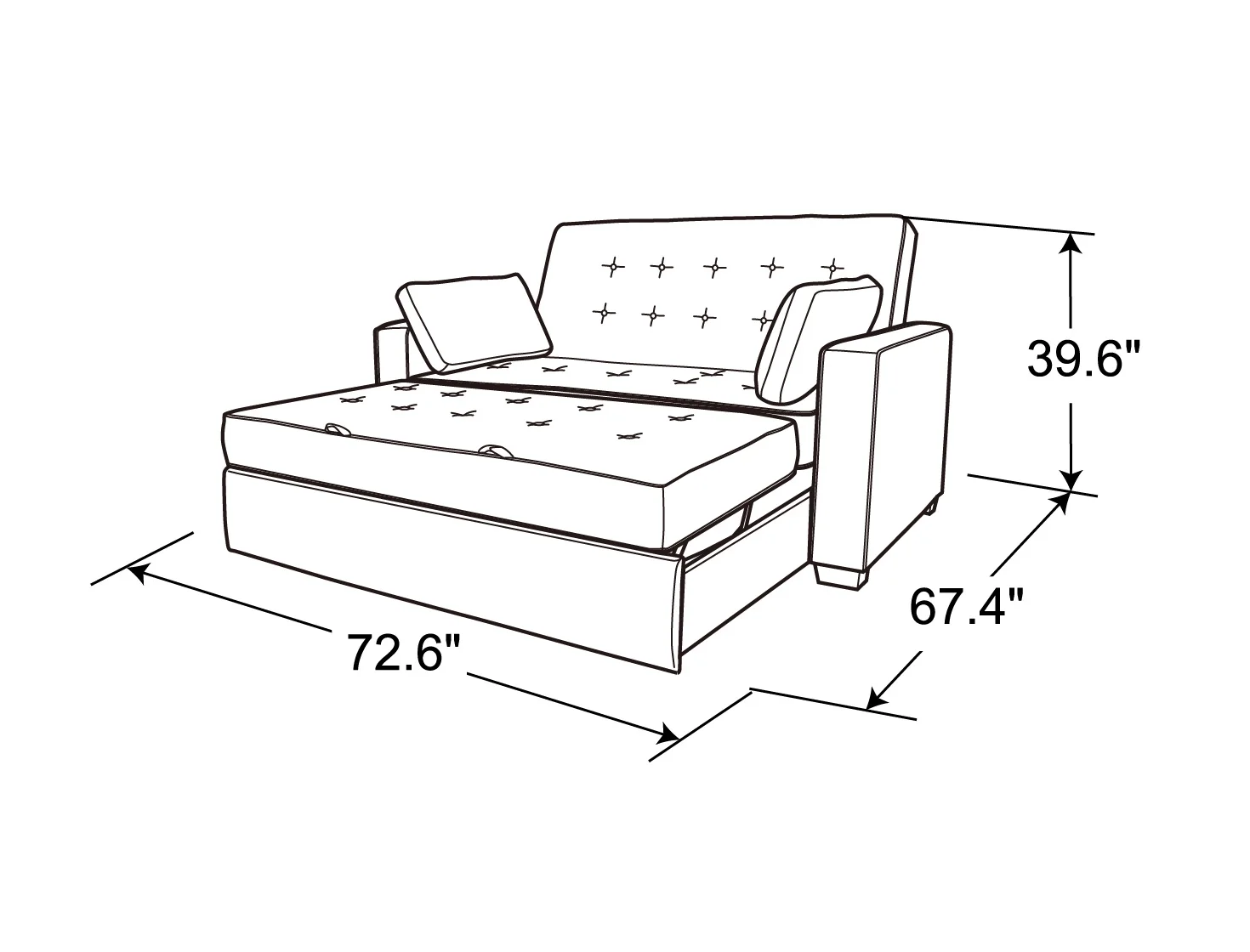 Serta Dream Convertibles Monroe Modern Polyester Convertible Queen Sofa Bed with Pillows Grey - Image 18