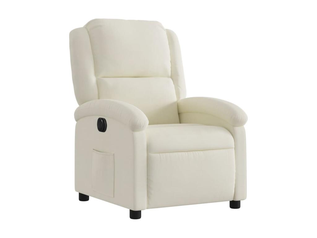 Sillón reclinable eléctrico de terciopelo blanco crema