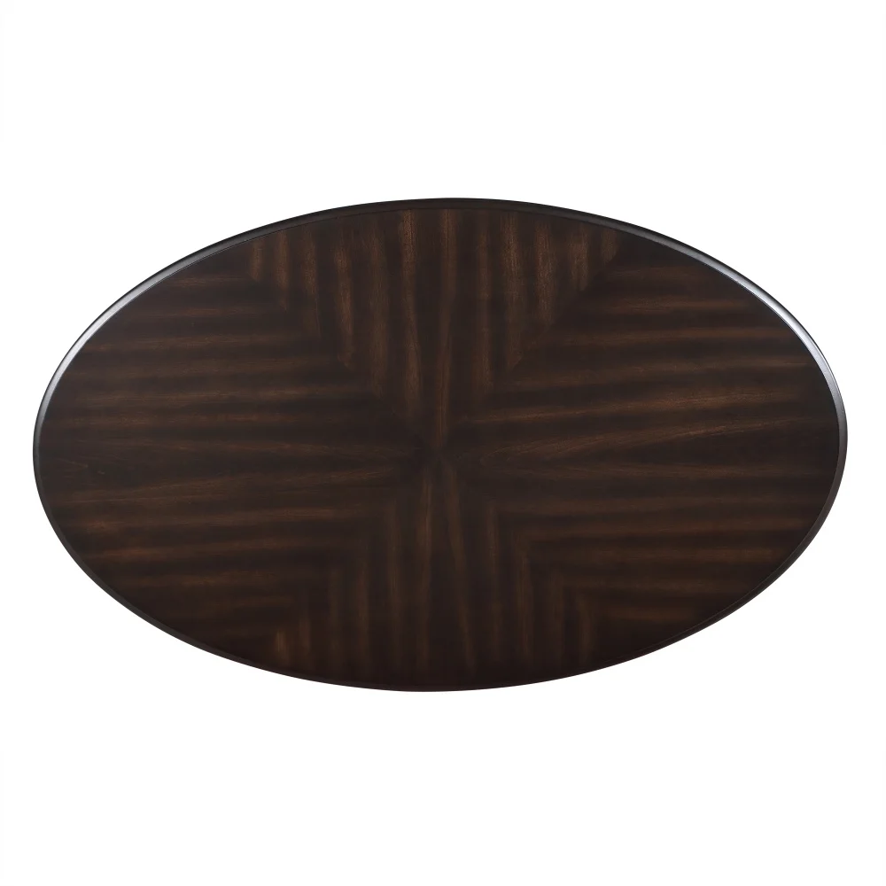 42" Oval Coffee Table with Storage Shelf, 2-Tier Solid Wood Cocktail Tea Table, Traditional Retro Center Table for Living Room, Bearing 400LBS, Cherry - Image 15
