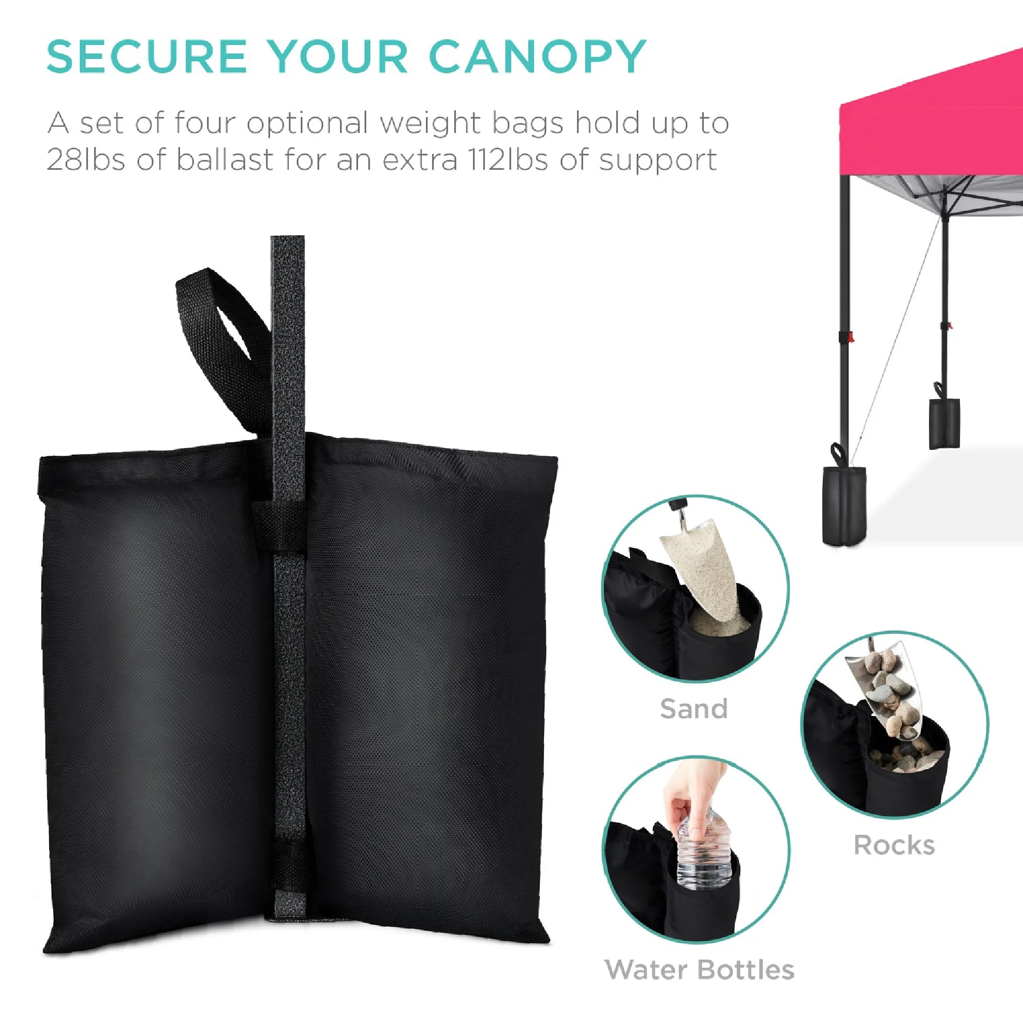 Best Choice Products 10x10ft Easy Setup Pop Up Canopy w/ 1-Button Setup, Wheeled Case, 4 Weight Bags - White - Image 160