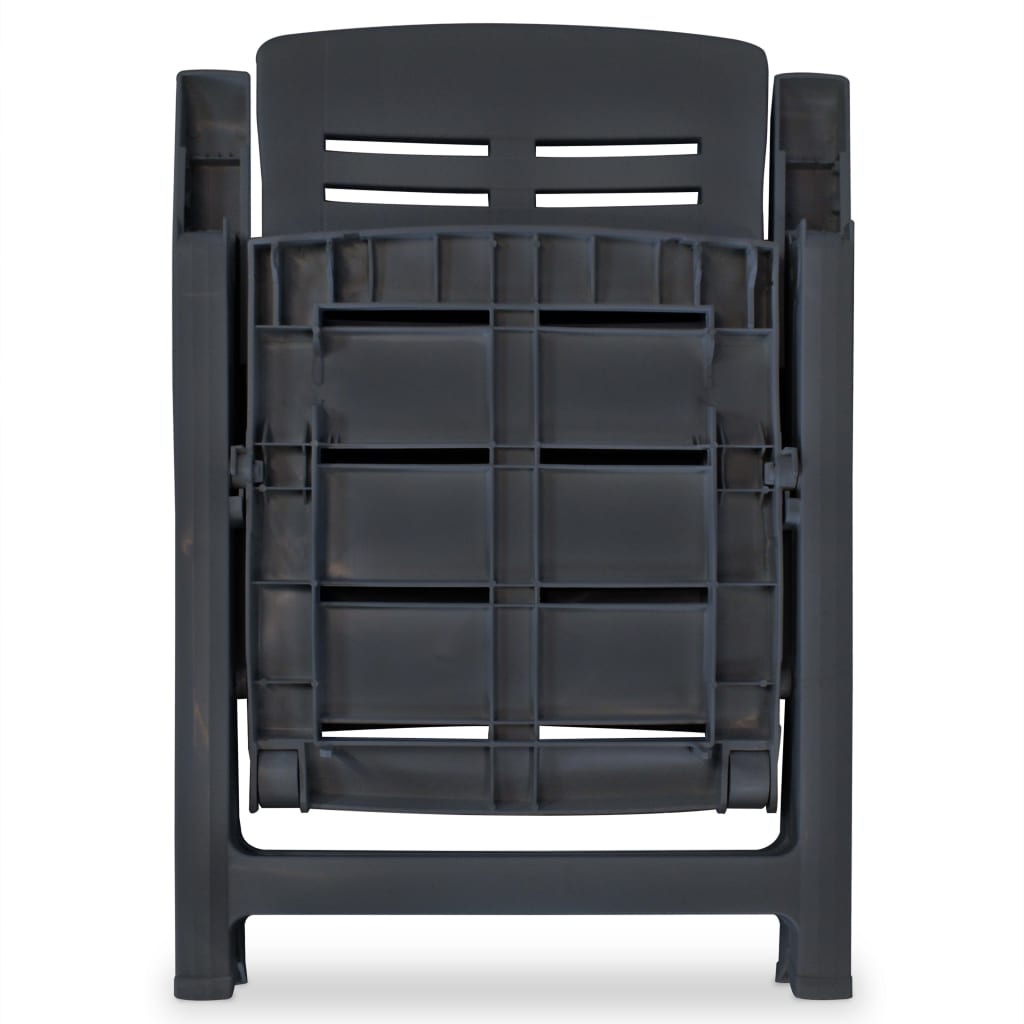 vidaXL Reclining Patio Chairs Outdoor Stack Dining Chair with Armrest Plastic - Image 58