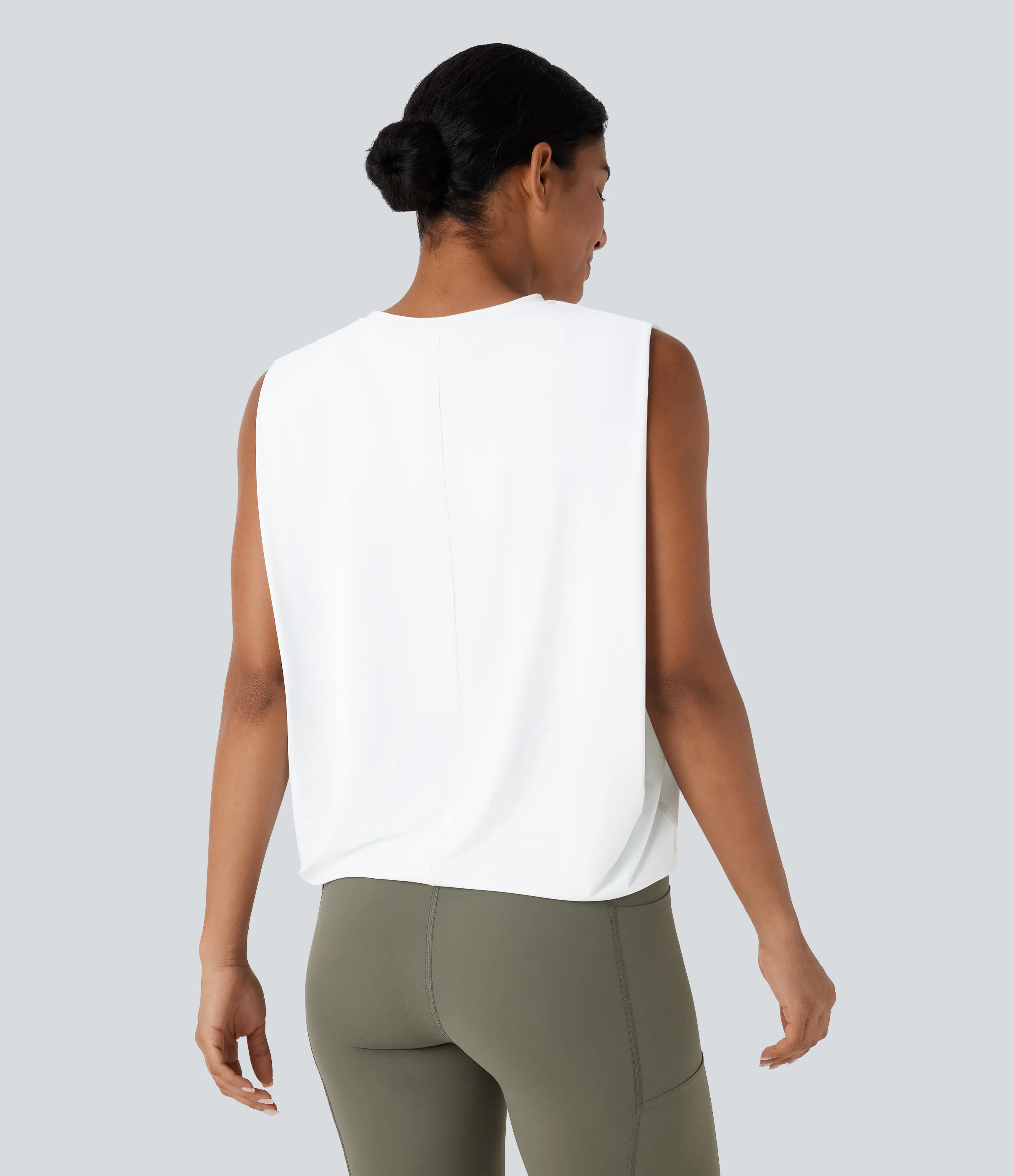 Round Neck Ruched InstantCool Yoga Tank Top