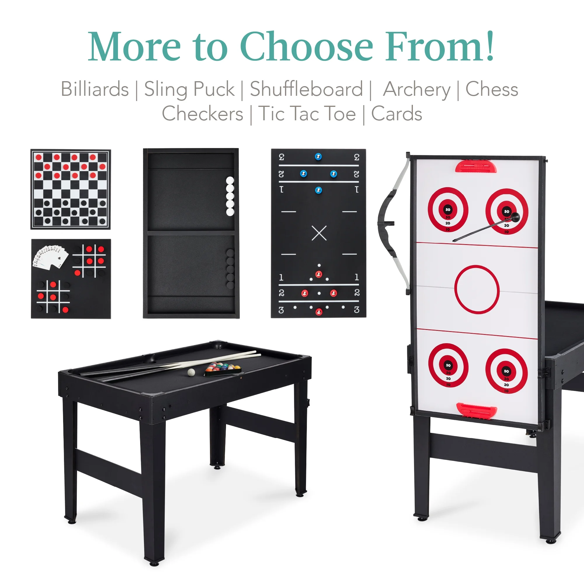 Best Choice Products 13-in-1 Combo Game Table Set w/ Ping Pong, Foosball, Basketball, Hockey, Archery - Natural - Image 25