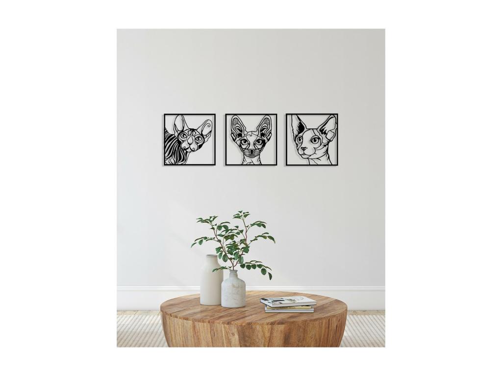 Decoración de Metal Gato 86, Negro, 120x0,15x40 cm, Mubdelu