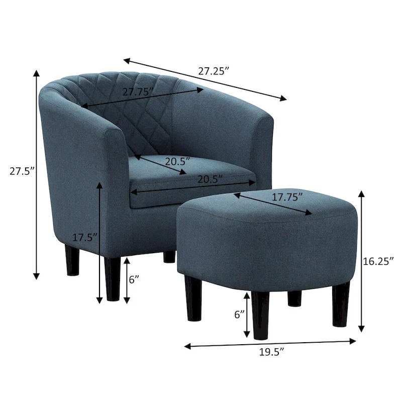 Convenience Concepts Roosevelt Accent Chair with Ottoman - Stylish Seating Solution
