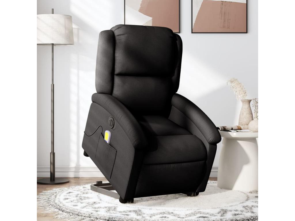 Sillón de masaje eléctrico reclinable elevable tela negro