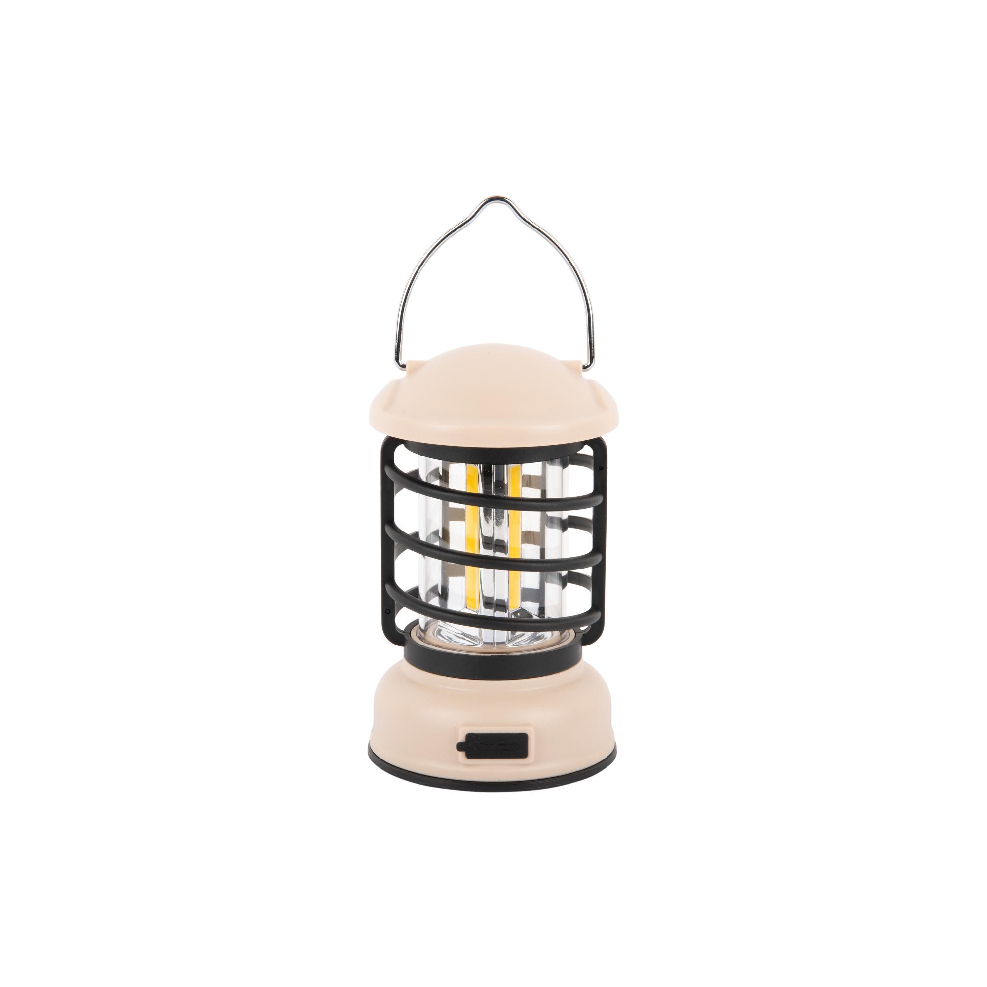 Leitmotiv Tafellamp Camping Lantern Led - Gebroken Wit - 8.5x8.5x15cm