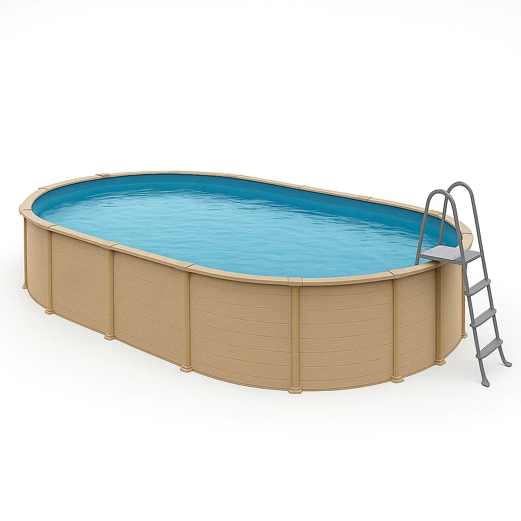 Piscina tubular ovalada de acero desmontable 418x243x98 cm Beige/Azul uAcxWPY120vs