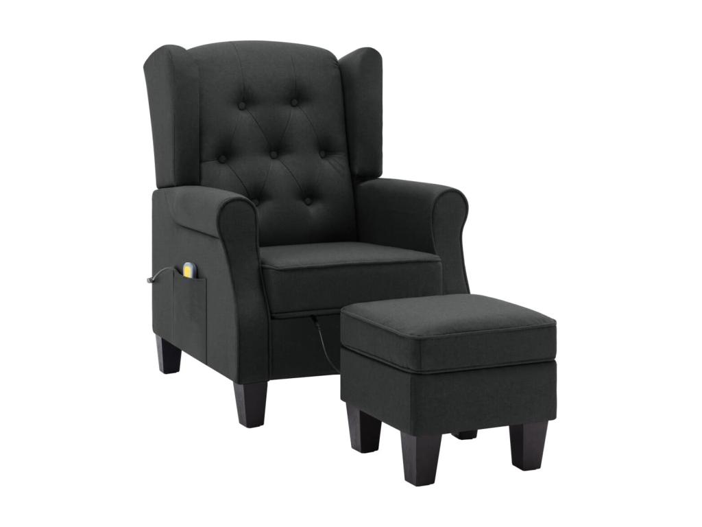 Sillón de masaje con reposapiés tela gris oscuro
