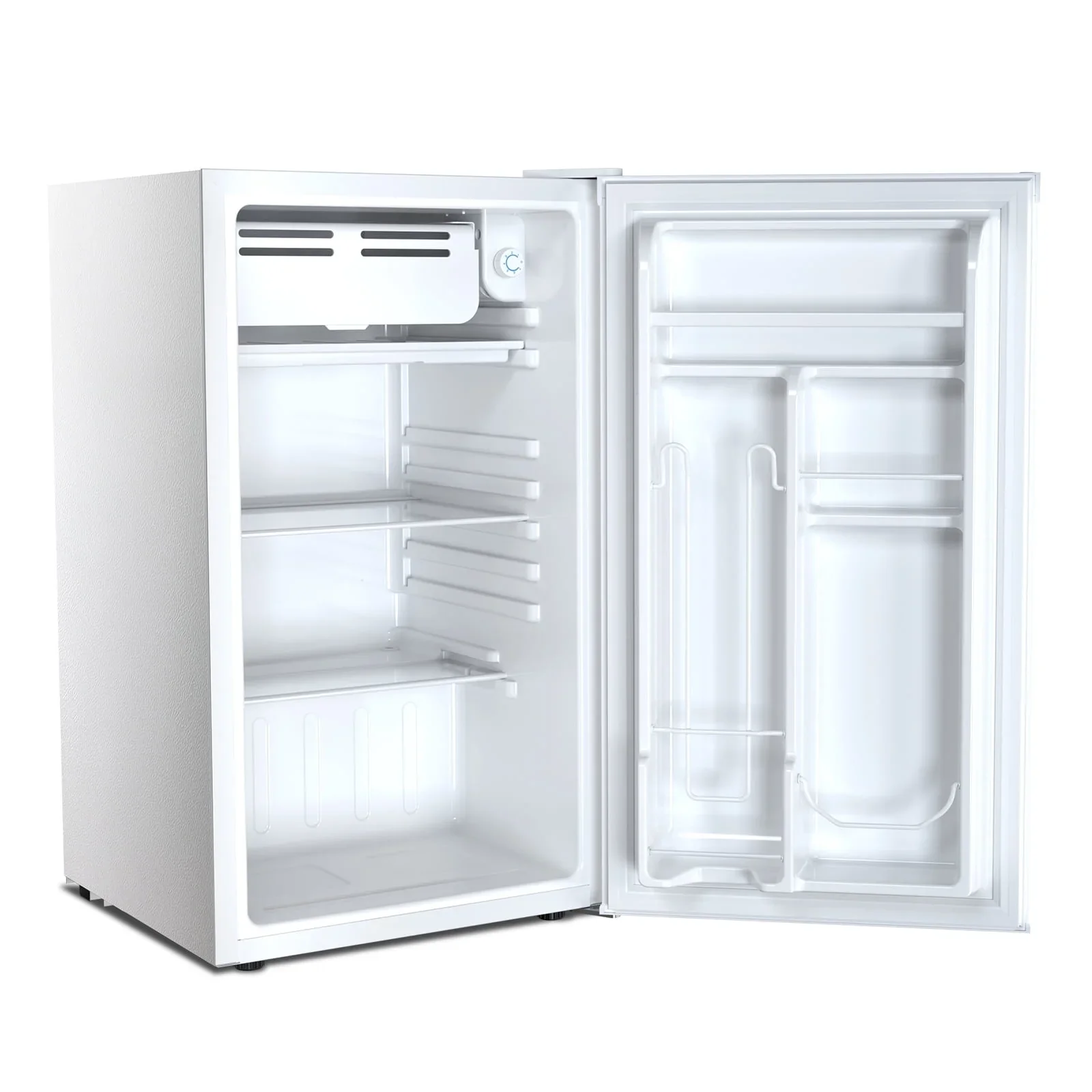 WAA 3.2 Cu.Ft Mini Fridge with Freezer,Single Reversible Door Compact Refrigerator,Adjustable Thermostat,2 Removable Shelves,Small Dorm Fridge for Bedroom,Office,Kitchen,Dorm,Black