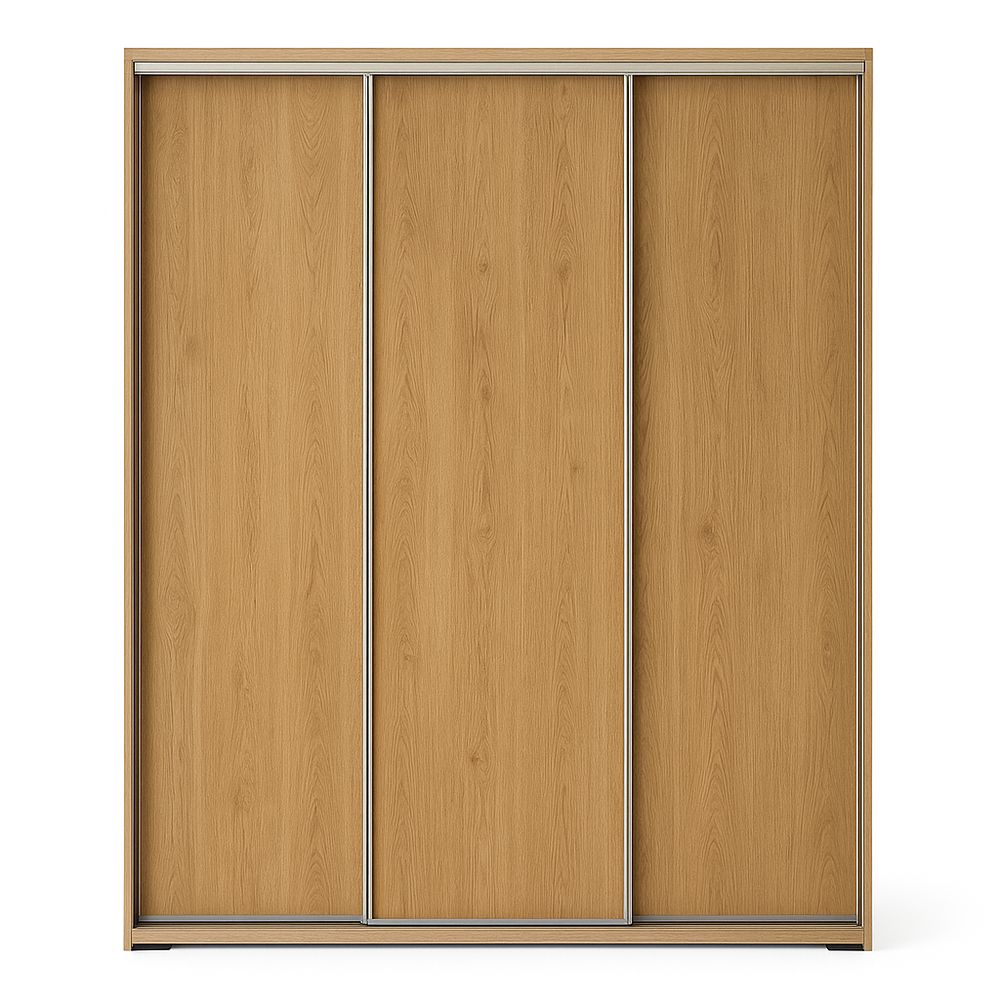 Armario deslizante de madera de tres puertas,moderno y funcional,180x200 cm,color natural