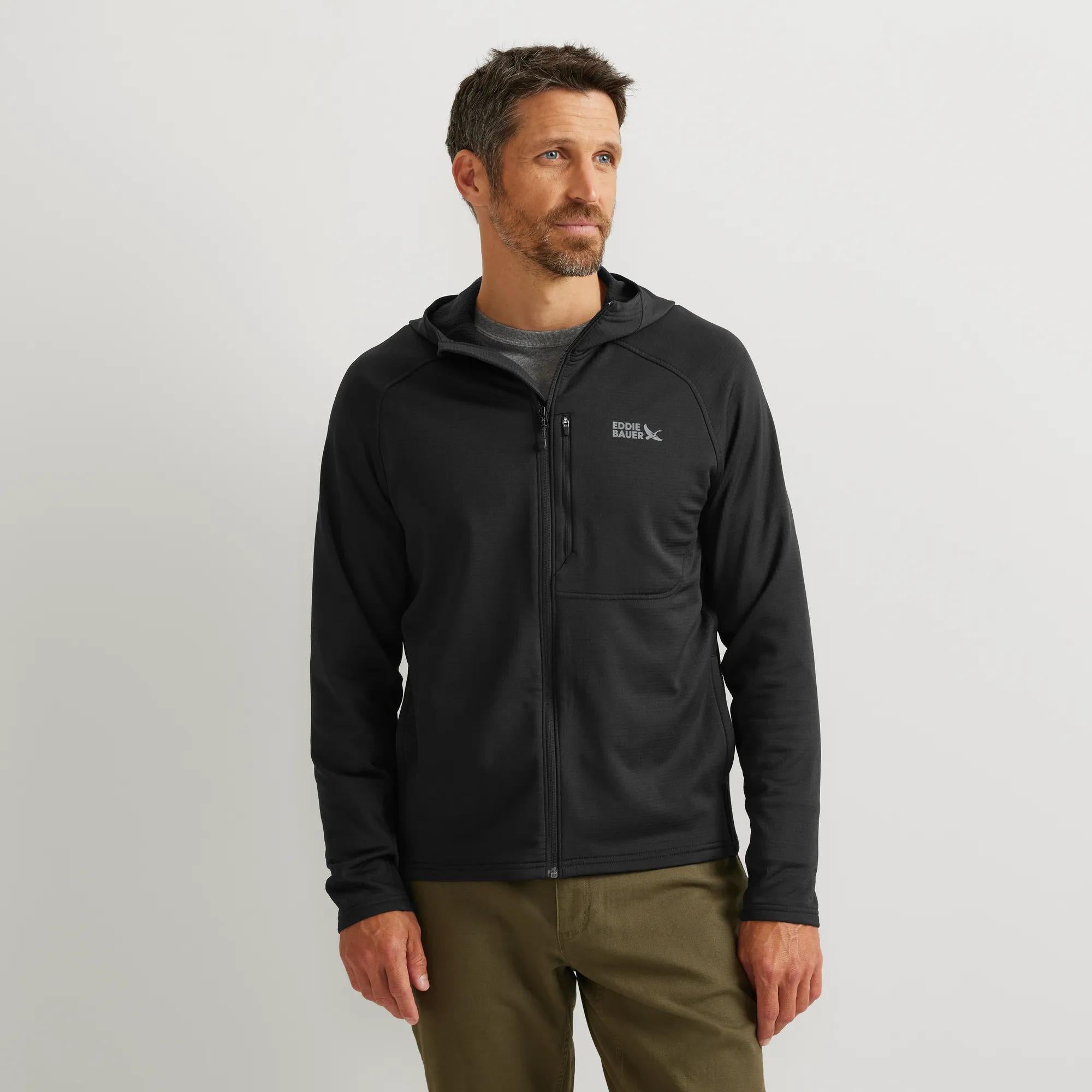 Men's High Route Grid Fleece-Lined Full-Zip Hoodie - Eddie Bauer Outlet