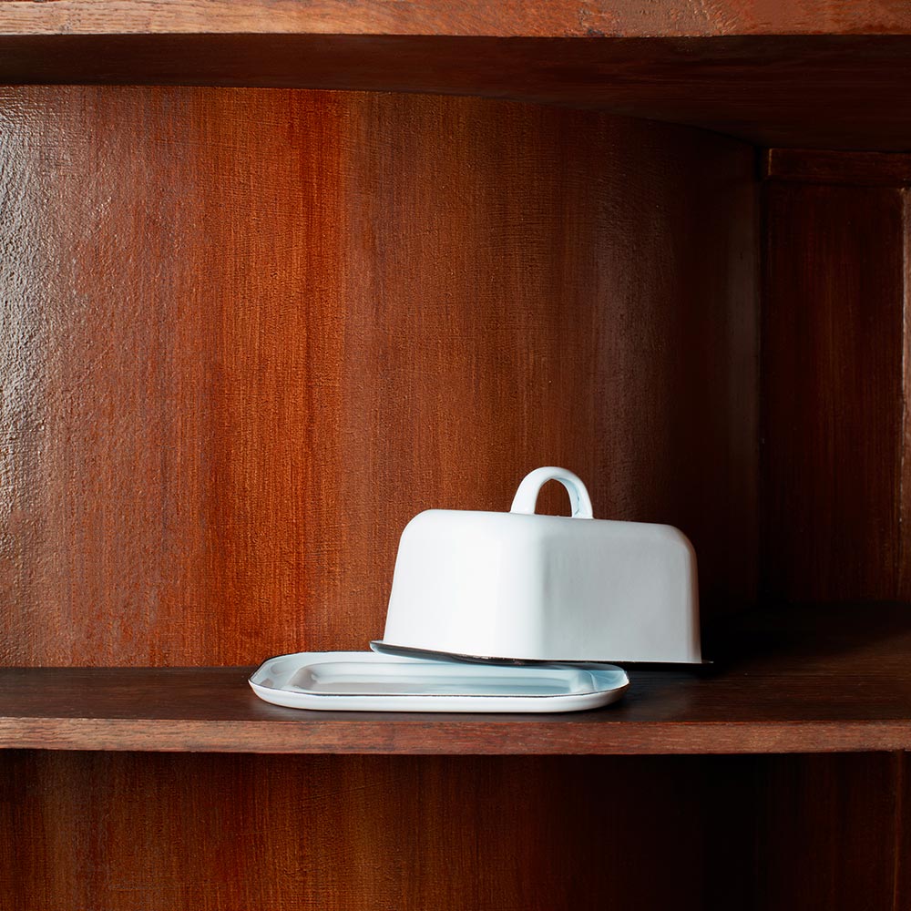 Beurrier en émail - Blanc