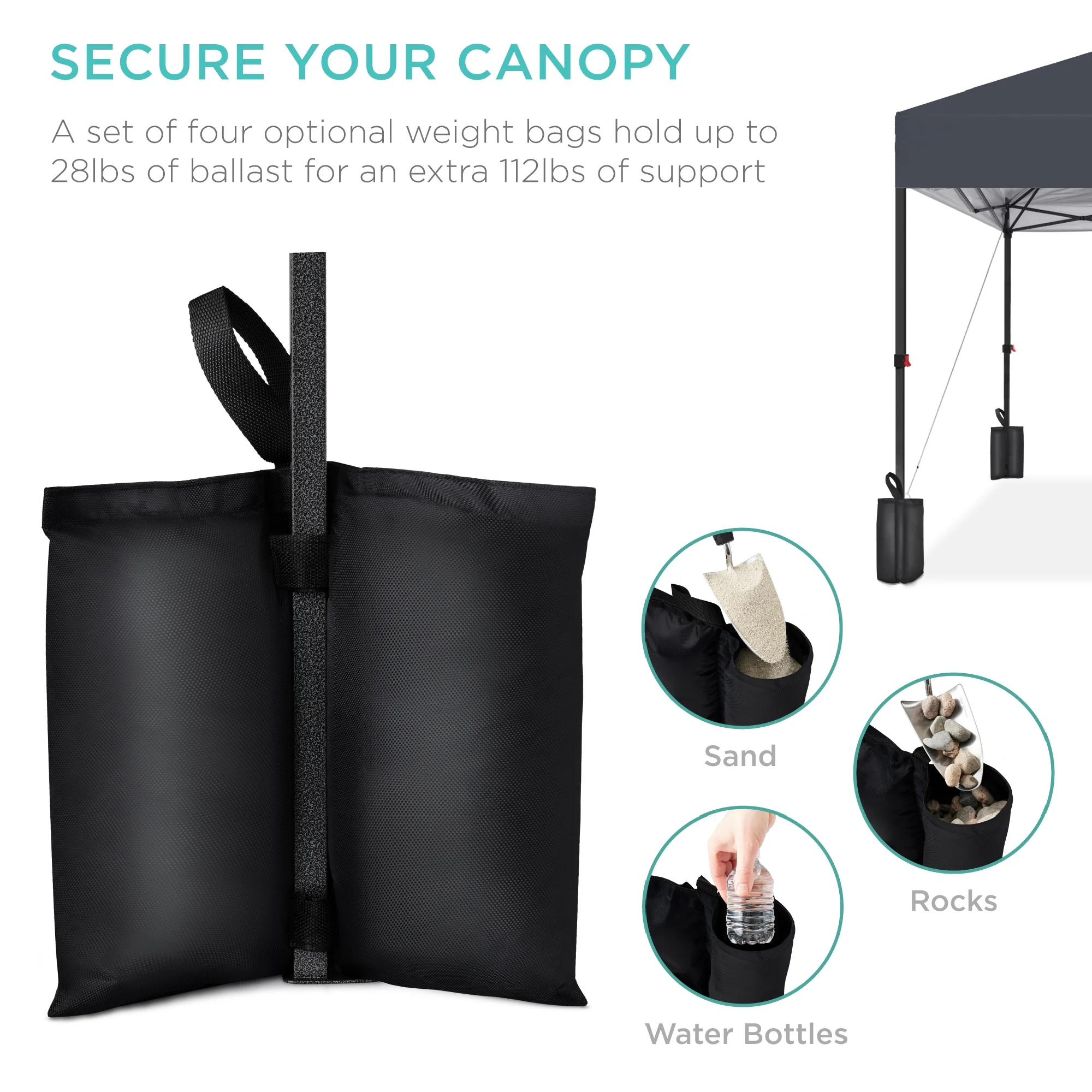 Best Choice Products 10x10ft Easy Setup Pop Up Canopy w/ 1-Button Setup, Wheeled Case, 4 Weight Bags - White - Image 250