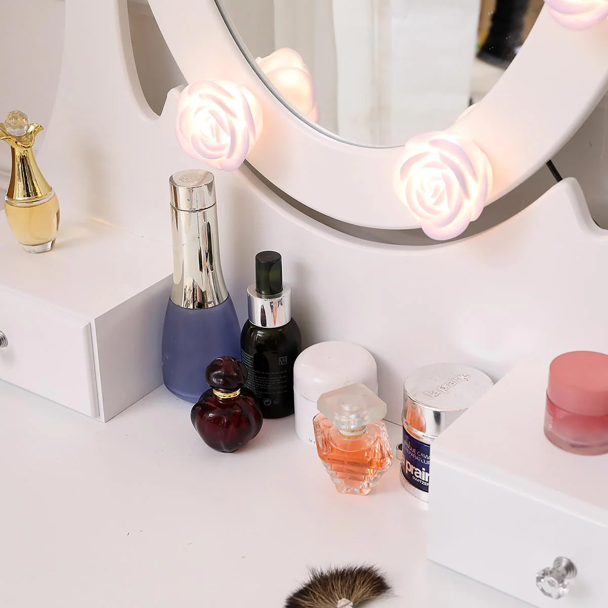 Ktaxon Makeup Vanity Table Set Mirror with LED Lights Dressing Table and Stool Set,Bedroom Vanities Tables with Benches - Image 7
