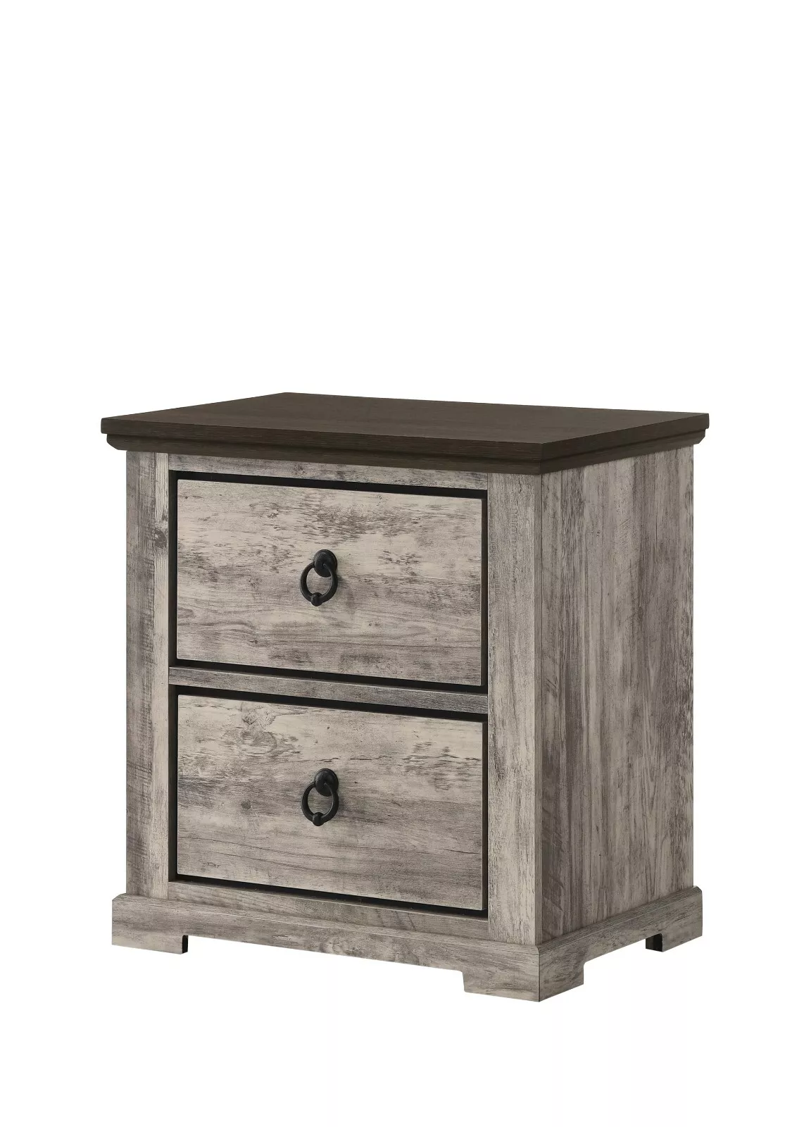 Rustic Gray Poster King Size 3pc Bed Set Storage Chest Nightstand Furniture - Image 4