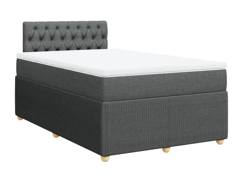 Cama box spring con colchón tela gris oscuro 120x190 cm mid3518486